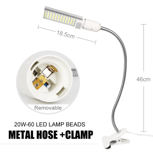 LED Desk Lamp 20W ClipOn Reading Light with Adjustable Clip Design and Replaceable LED Bulb for Study or Workbench 1