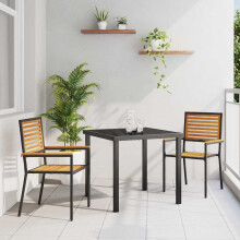Berkfield Garden Stacking Chairs 2 pcs Brown and Black 54 x 56 x 90 cm