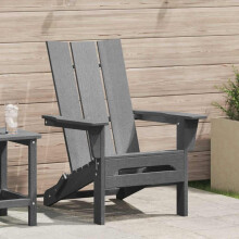 Berkfield Folding Adirondack Chair Light Grey 80.5 x 74.5 x 92 cm HDPE