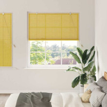 Berkfield Roller Blind with Curtains Manual Yellow 150 x 160 cm Bamboo