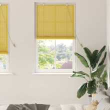 Berkfield Roller Blind with Curtains Manual Yellow 90 x 220 cm Bamboo