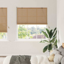 Berkfield Roller Blind with Curtains Manual Brown 140 x 220 cm Bamboo