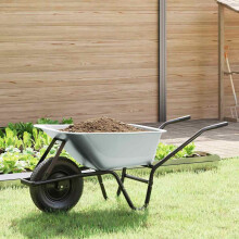 Berkfield Wheelbarrow Silver and Black 141 x 60 x 57 cm Steel