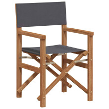 Berkfield Folding Director's Chair Grey 55 x 54 x 85 cm Solid Teak Wood