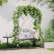 Berkfield Garden Bench Black 121 x 48 x 200 cm Steel