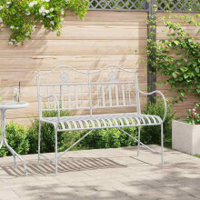 Berkfield Garden Bench Antique White 103.5 x 59 x 89 cm Steel