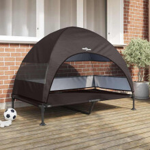 Berkfield Raised Dog Bed Folding Brown 127 x 81 x 108 cm Fabric and Steel