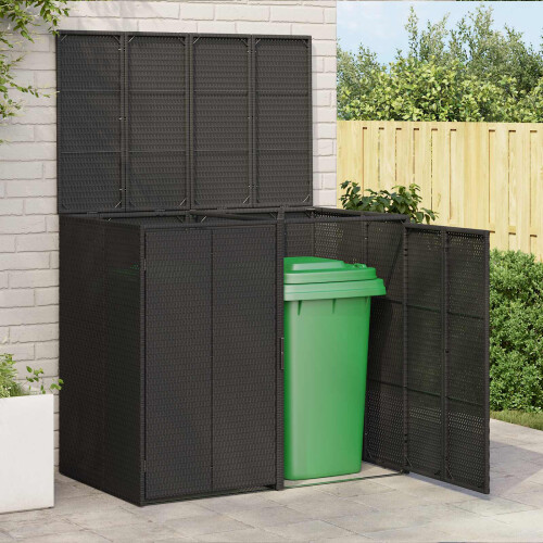 Berkfield Box Garbage Bin Box 2 pcs Black 130 x 80 x 115 cm Polyethylene