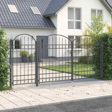 Berkfield Garden Fence Gate with Arched Top Assen Grey 400 x 125 cm Steel