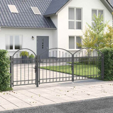 Berkfield Garden Fence Gate with Arched Top Assen Grey 4 x 1.25 m Steel