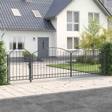 Berkfield Garden Fence Gate with Arched Top Assen Grey 500 x 100 cm Steel