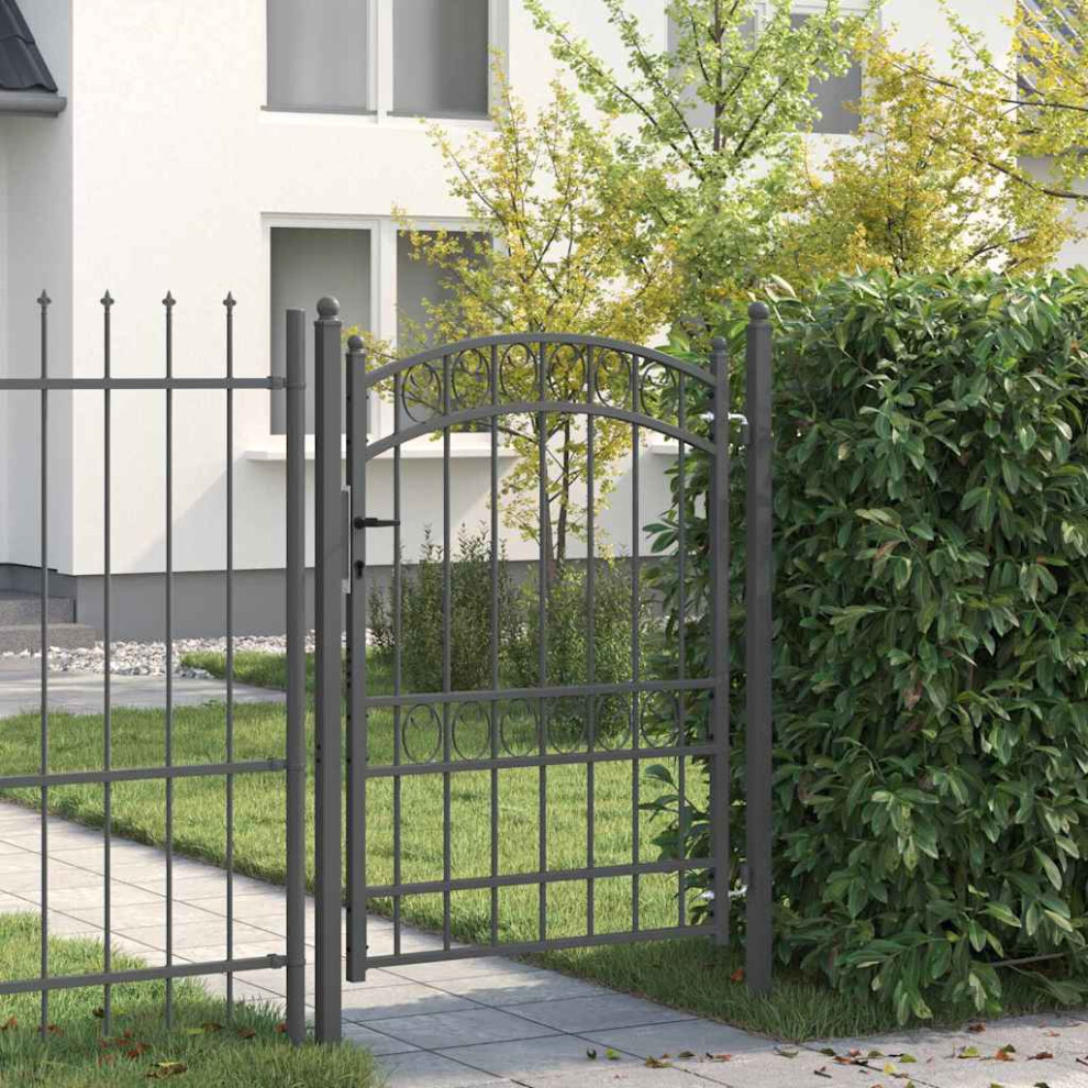 Berkfield Fence Gate Emmen 170 X 100 Cm Powder-Coated Steel Grey Lockable 3776276707437