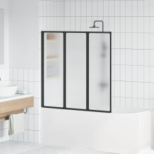 Berkfield Shower Screen Folding Black 120 x 2 x 117 cm Aluminium and PP