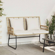 Berkfield Garden Bench Brown and Cream Poly Rattan