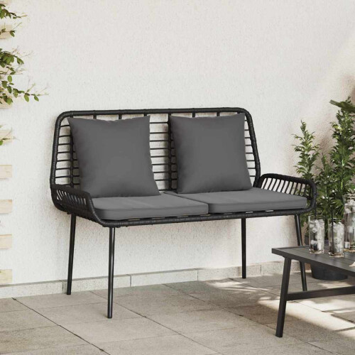 Berkfield Garden Bench Black and Anthracite Poly Rattan