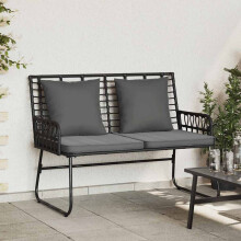 Berkfield Garden Bench Black and Anthracite Poly Rattan