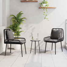 Berkfield Garden Dining Set 3 pcs Black and Anthracite Poly Rattan