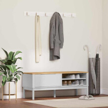 Berkfield Hallway Bench FLORO White 115 x 40 x 45 cm Solid Pine Wood