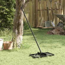 Berkfield Garden Rake Manual Black 45 x 25 x 200 cm Powder-Coated Steel