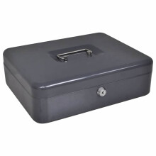 Berkfield Cash Box with Lock Dark grey 30 x 24 x 9 cm Steel