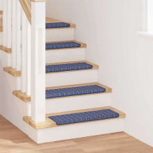 Berkfield Self-adhesive Stair Mats Striped 15 pcs Blue 65 x 21 x 4 cm