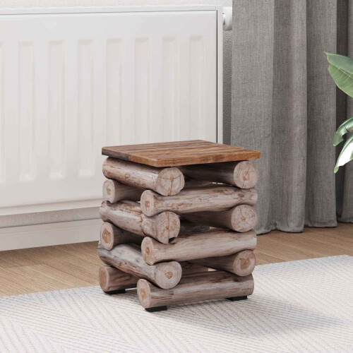 Berkfield Stool Natural 30 x 30 x 38 cm Solid Teak Wood