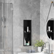 Berkfield Shower Niche Black 60 x 20 x 9.5 cm Stainless Steel