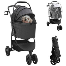 Berkfield Folding Pet Stroller Black 78 x 54 x 101 cm Polyester