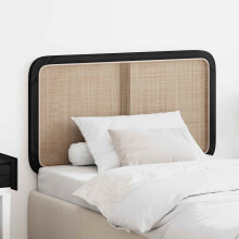 Berkfield Headboard with Headboard Black 100 x 55 x 3 cm Rattan