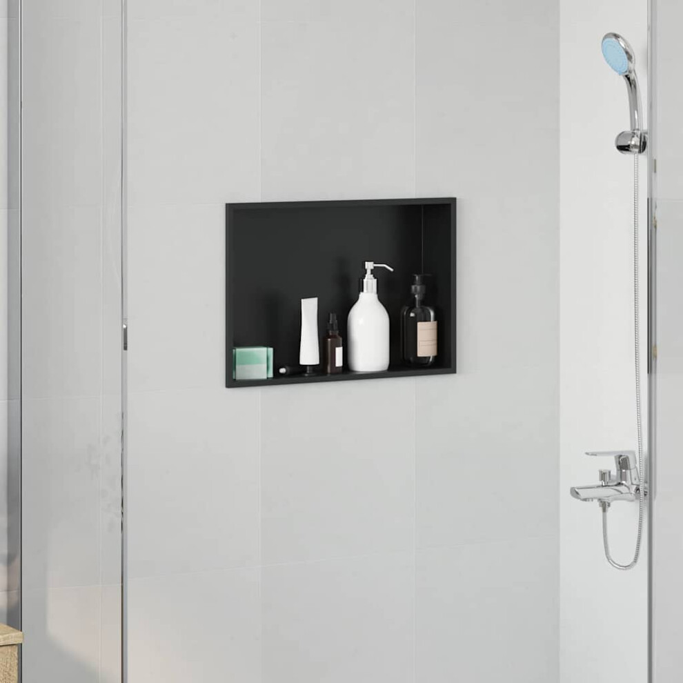 Berkfield Shower Niche Black 45 X 30 X 9.5 Cm Stainless Steel 3751910556244
