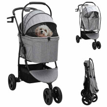 Berkfield Folding Pet Stroller Adjustable Grey 78 x 54 x 101 cm Polyester
