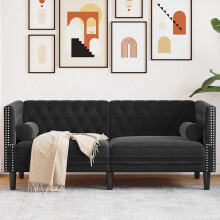 Berkfield Sofa Black 174 x 74.5 x 70.5 cm Velvet