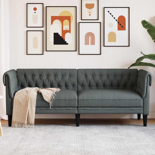 Berkfield Sofa Dark Grey 201.5 x 74.5 x 74.5 cm Polyester