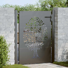 Berkfield Garden Gate with Lock Black 110 x 130 cm Powder-coated steel