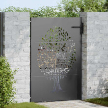 Berkfield Garden Gate with Lock Black 85 x 125 cm Powder-coated steel