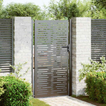 Berkfield Garden Gate with Lock Black 110 x 205 cm Powder-Coated Steel