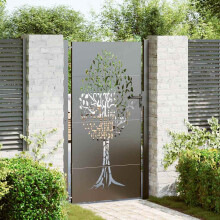 Berkfield Garden Gate with Lock Black 110 x 205 cm Powder-coated steel