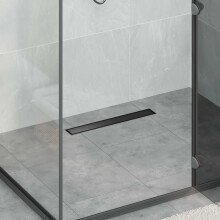 Berkfield 2 in 1 Shower Drain Black 50 cm Stainless Steel 304