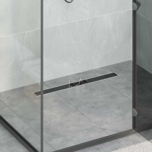 Berkfield Shower Drain with Glass Cover Black 70 cm Stainless Steel 304