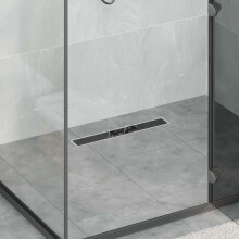 Berkfield Shower Drain Glass Cover with 360 Siphon Black 50 cm