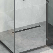 Berkfield Shower Drain Glass Cover with 360 Siphon Black 70 cm
