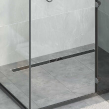 Berkfield Shower Drain Glass Cover with 360 Siphon Black 100 cm