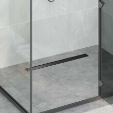 Berkfield 2 in 1 Shower Drain Black 80 cm Stainless Steel 304