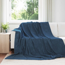 Berkfield Throw Blanket Navy Blue 220 x 240 cm Fleece