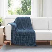 Berkfield Throw Blanket Navy Blue 150 x 130 cm Fleece