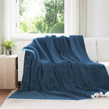 Berkfield Throw Blanket Navy Blue 240 x 270 cm Fleece