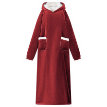 Berkfield Blanket Hoodie Bordeaux Red L Fleece and Flannel