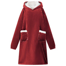 Berkfield Blanket Hoodie Bordeaux Red M Fleece and Flannel
