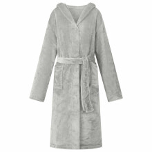 Berkfield Bathrobe Hoodie Grey XL Flannel
