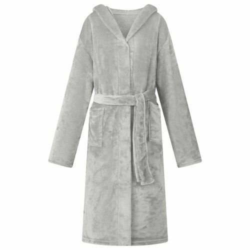 Berkfield Bathrobe Hoodie Grey L Flannel